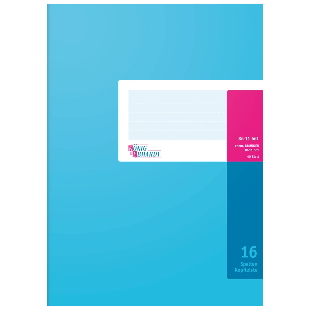 Spaltenbuch mit Kopfleiste | A4, 80 Seiten, 16 Spalten, Karton, magenta/hellblau