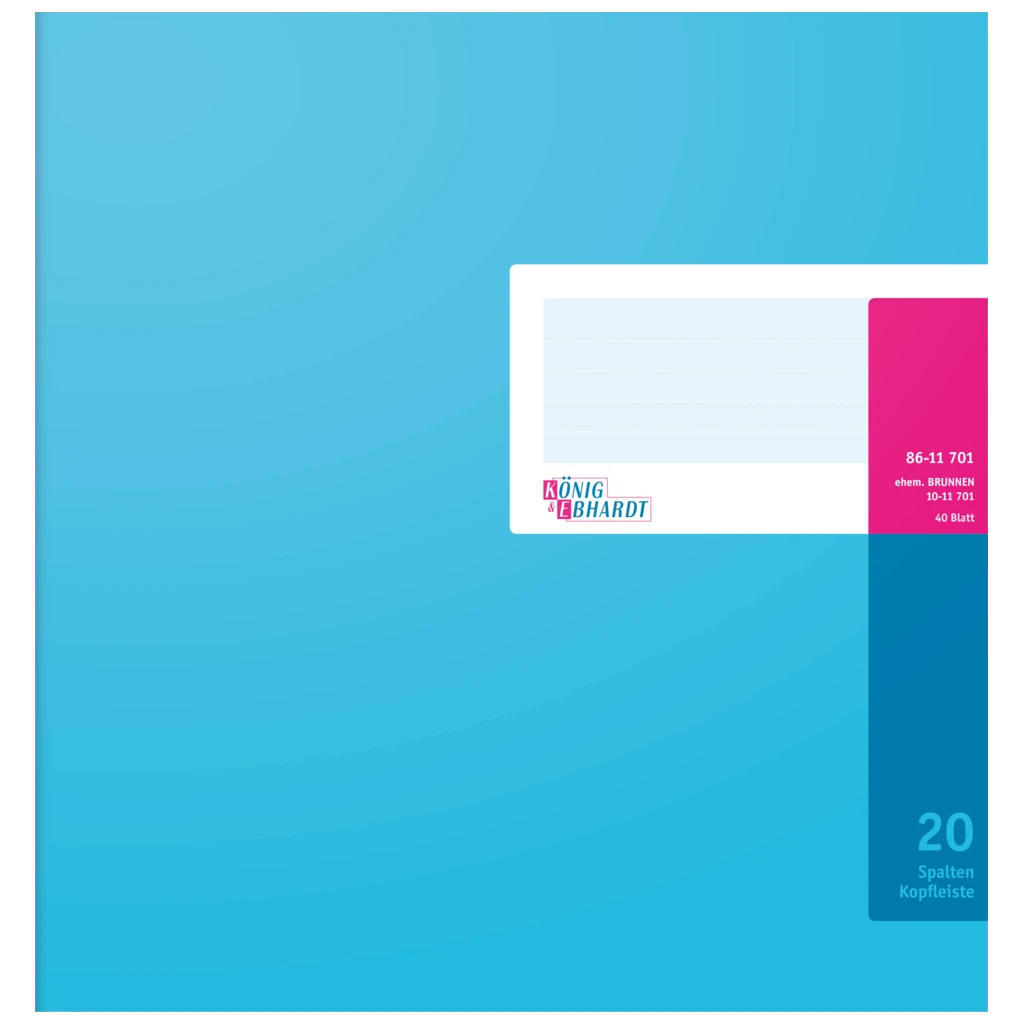 Spaltenbuch mit Kopfleiste | 277×255 mm, 80 Seiten, 20 Spalten, Karton, magenta/hellblau
