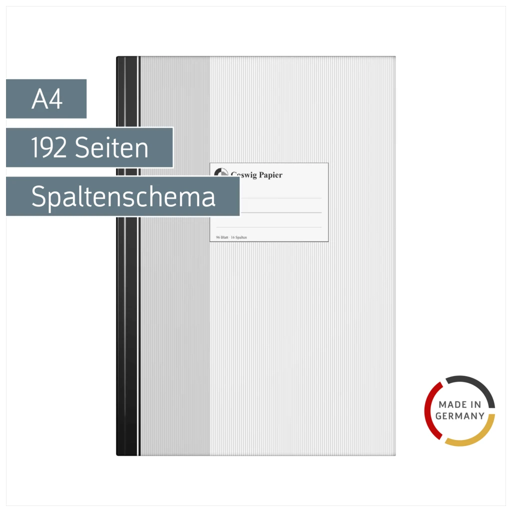 Spaltenbuch | A4, 192 Seiten, 16 Spalten, Papier, grau/schwarz
