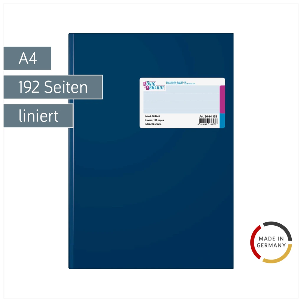 Geschäftsbuch | A4, 192 Seiten, liniert, Kunststoff, blau