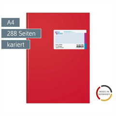 Geschäftsbuch | A4, 288 Seiten, kariert, Kunststoff, rot