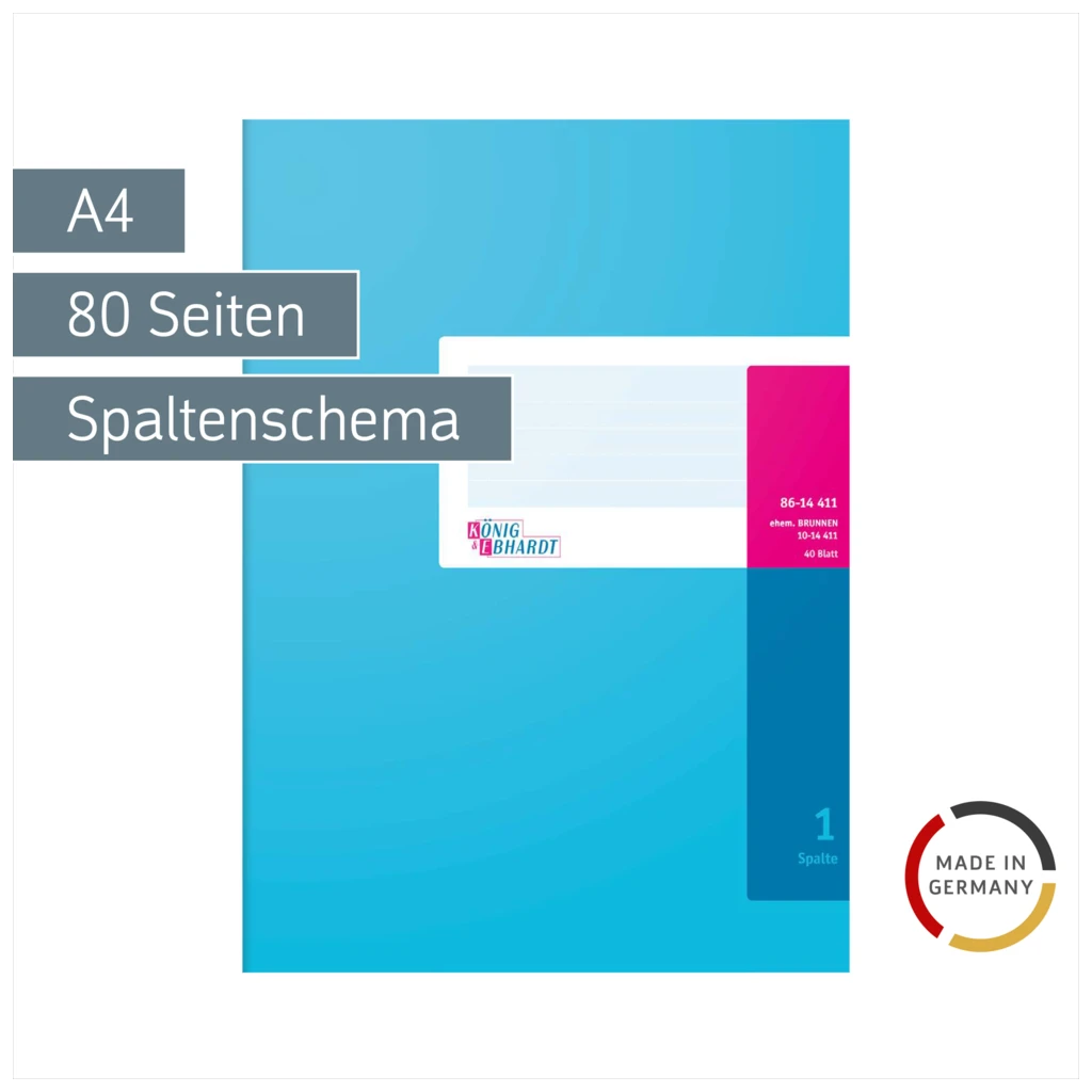 Spaltenbuch | A4, 80 Seiten, 1 Spalten, Karton, magenta/hellblau