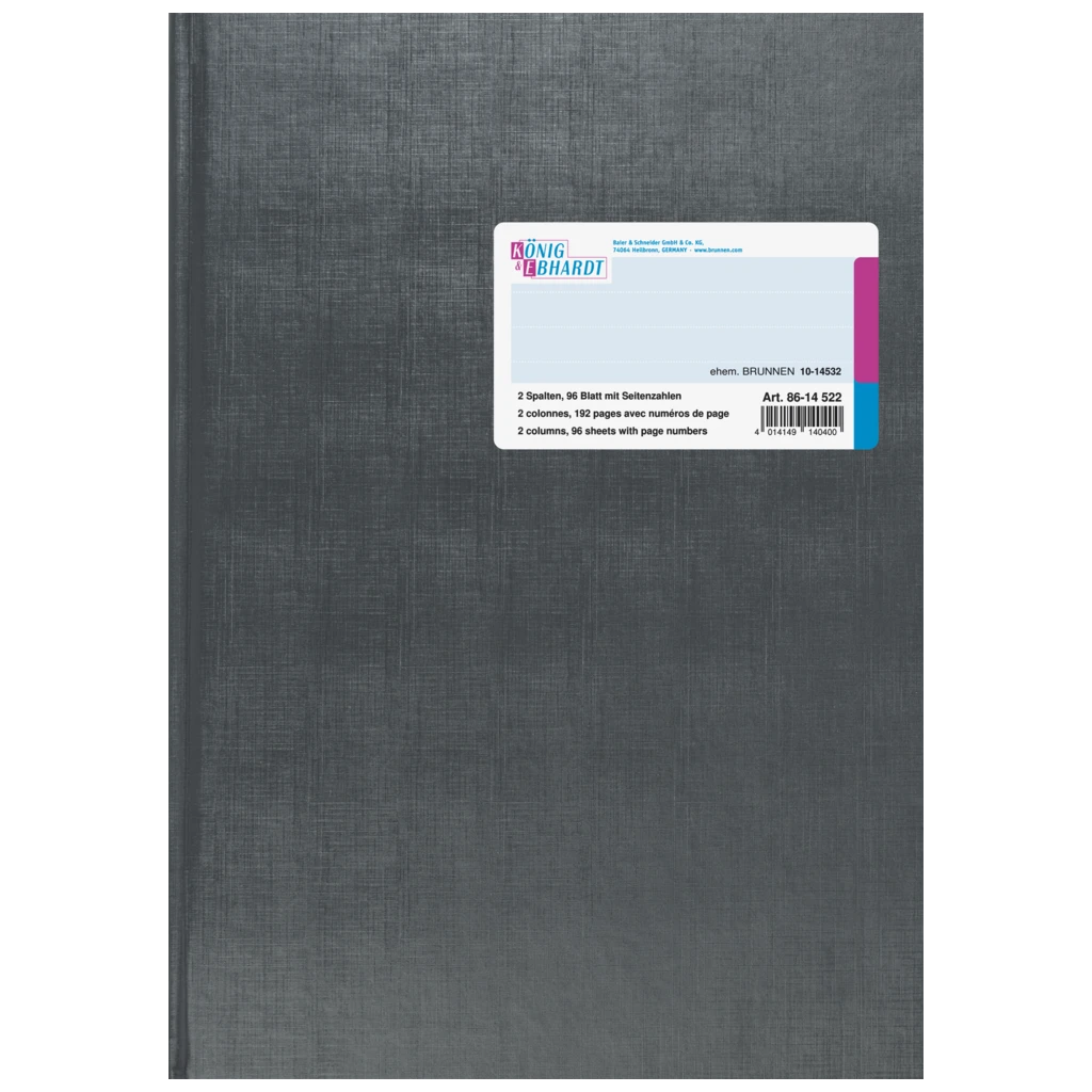 Spaltenbuch | A4, 192 Seiten, mit Seitenzahlen, 2 Spalten, Kunststoff, grau