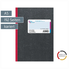Kladde | A5, 192 Seiten, kariert, Karton, schwarz