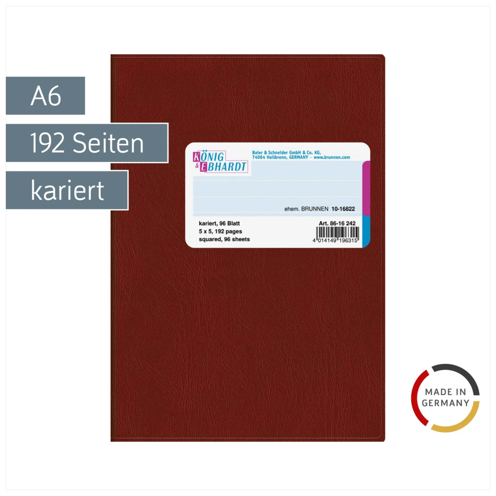 Geschäftsbuch | A6, 192 Seiten, kariert, Kunststoff, rot