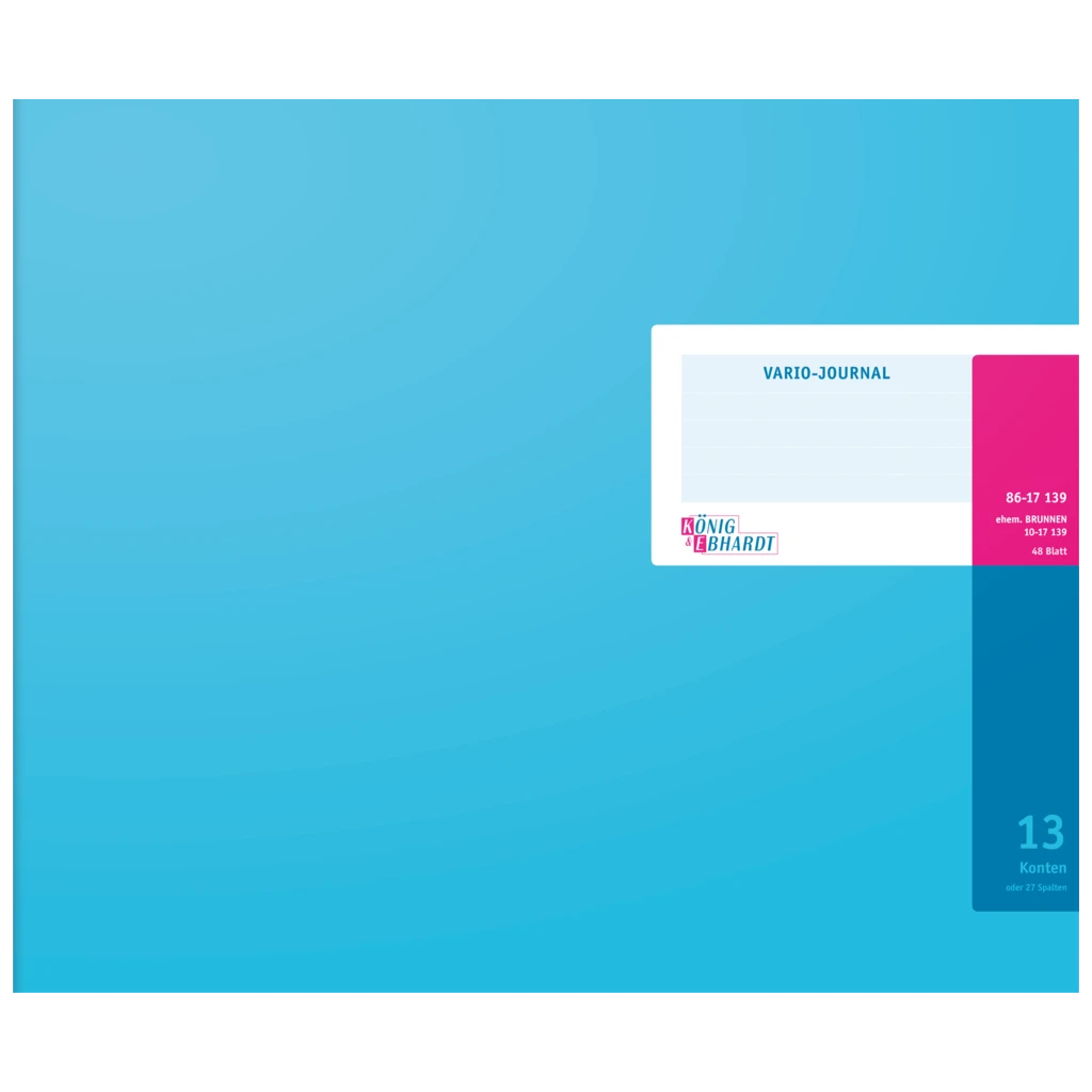 Vario-Journal mit Kopfleiste | 348×255 mm, 96 Seiten, Konten-Journal, Karton, magenta/hellblau