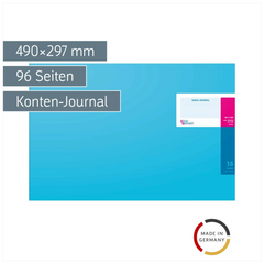 Vario-Journal mit Kopfleiste | A4 quer, 96 Seiten, Konten-Journal, Karton, magenta/hellblau