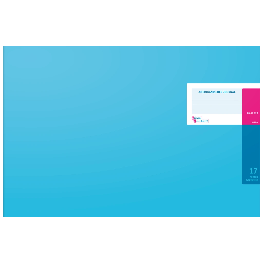 Amerikanisches Journal | 490×297 mm, 96 Seiten, Konten-Journal, Karton, magenta/hellblau