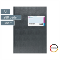 Registerbuch | A4, 288 Seiten, liniert, Kunststoff, grau