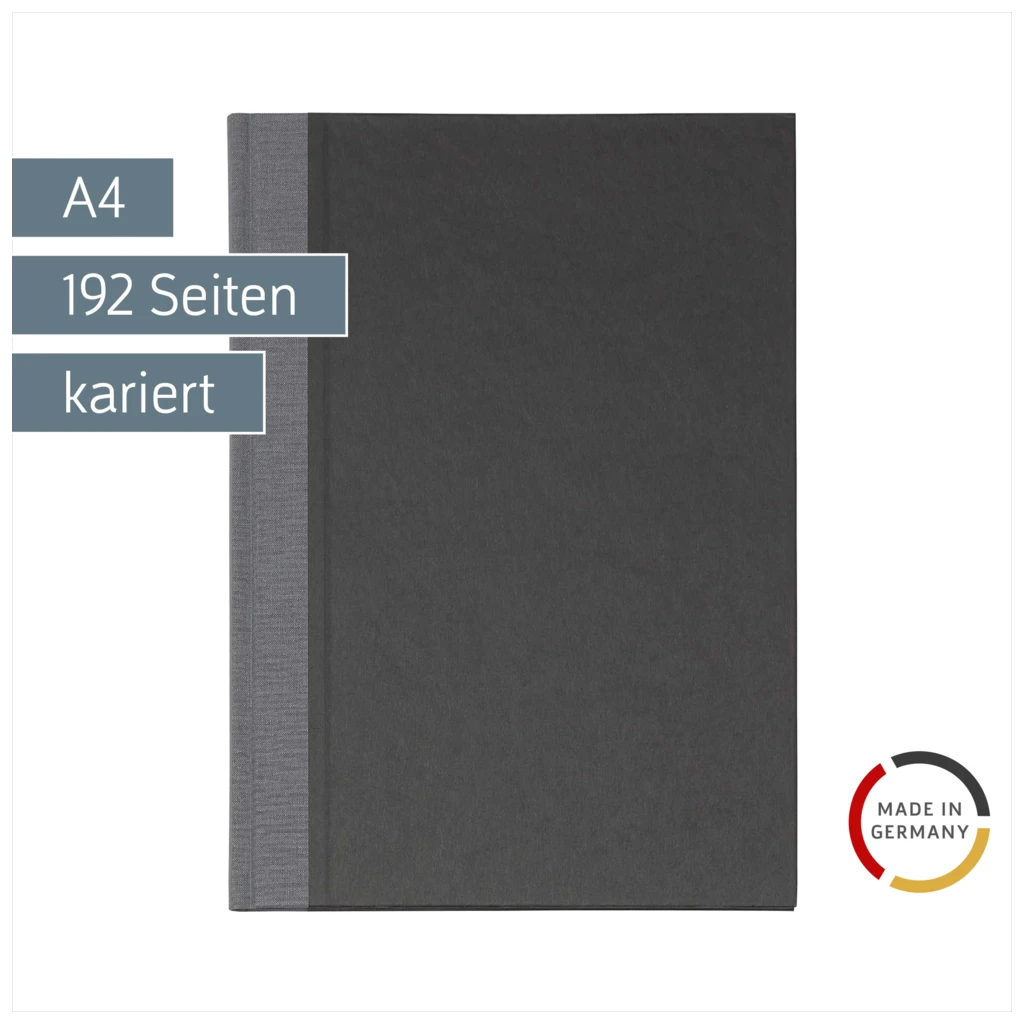 Protokoll- und Konferenzbuch | A4, kariert, schwarz