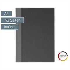 Protokoll- und Konferenzbuch | A4, kariert, schwarz